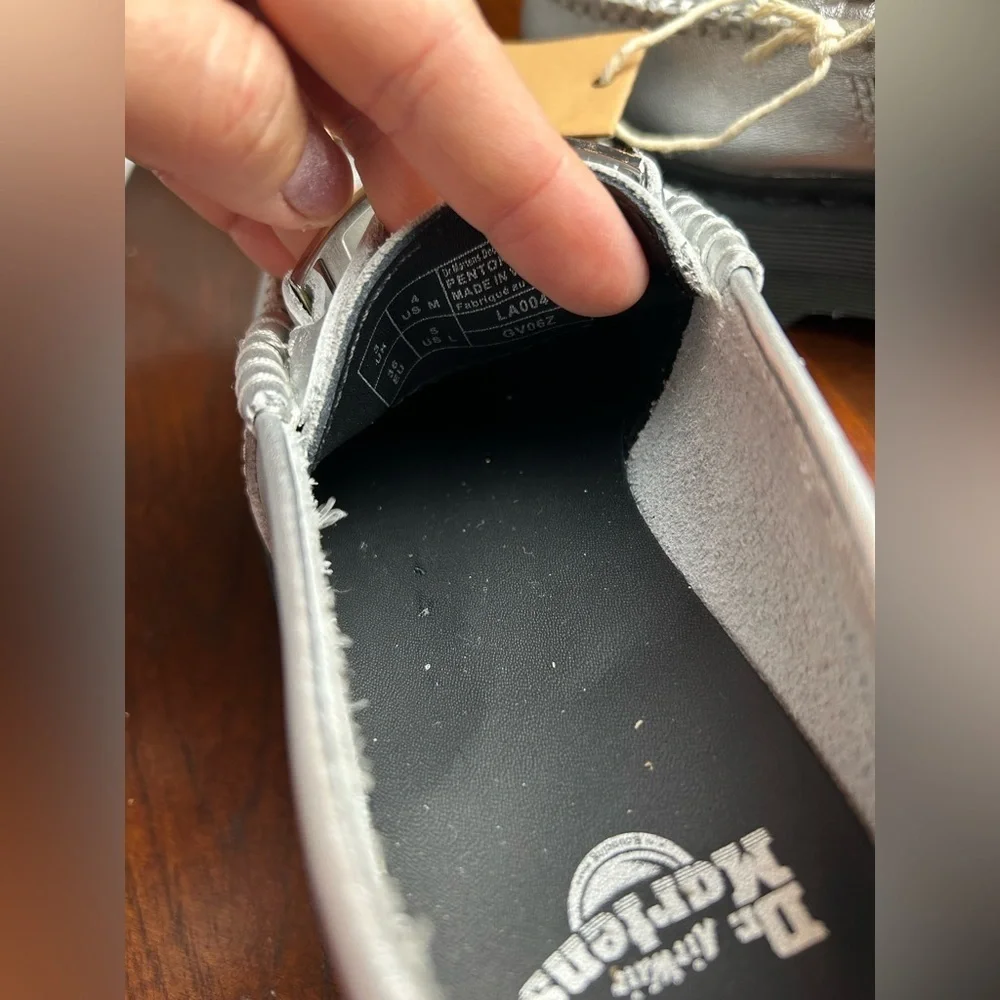 NEW Dr. Martens Silver Shoes with Black Soles